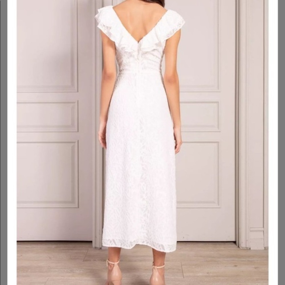 Senlis white Wild flower Maxi Dress Elisabeth Ruffle Dress - Picture 2 of 6